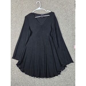 Citi Knit Flared Blouse Women Medium Black Excellent V-Neck Long Sleeve USA Made